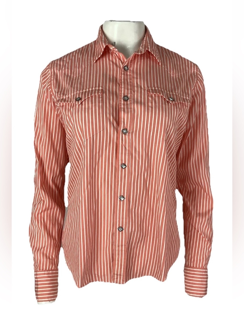 Ralph Lauren Blue Label Womens Sz 8 Slim Diamond Snap Button Western Shirt